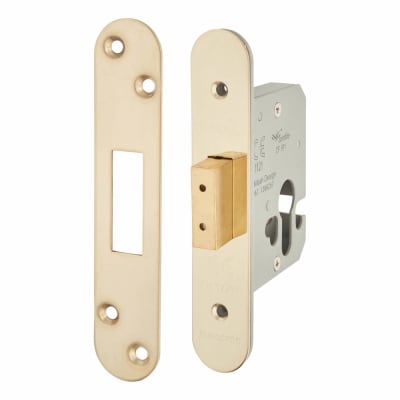 Architectural Euro Profile Deadlock - 65mm Case - 44mm Backset - Radius - PVD Brass