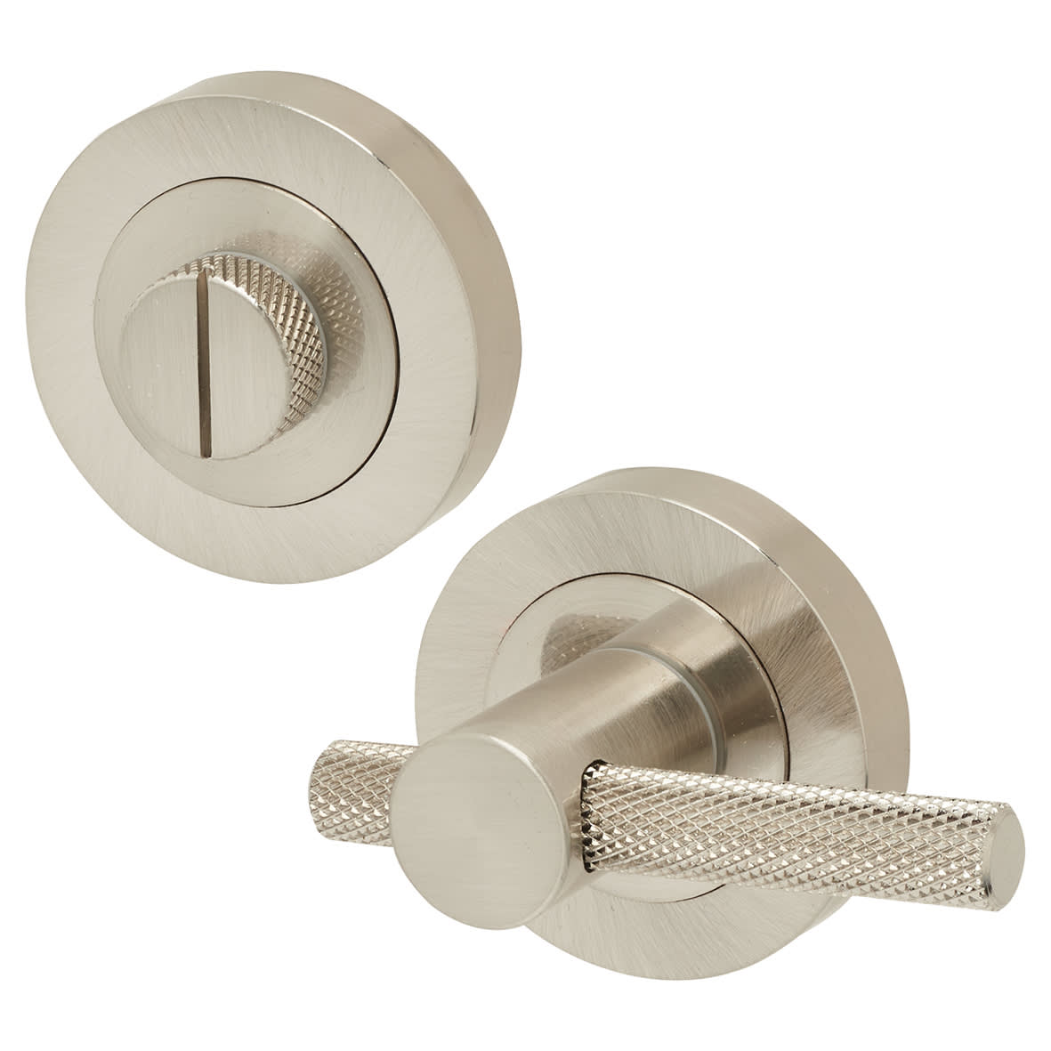 Knurled Easy Bathroom Turn & Release - 50mm Diameter - Satin Nickel