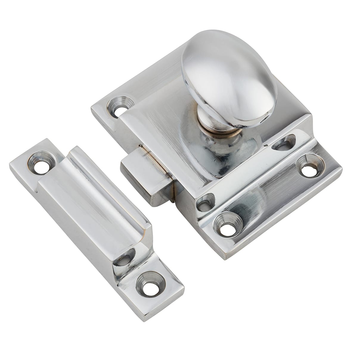 Box Style Cupboard Catch - 55 x 40 x 35mm - Polished Chrome