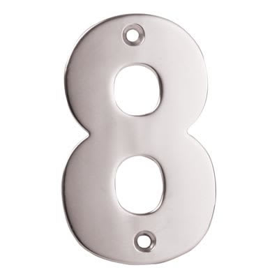 100mm Screw Fix Door Numeral - 8 - Satin Stainless Steel