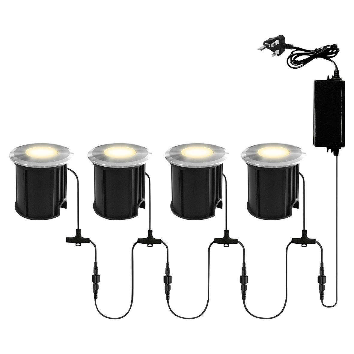 Forum Zink Lapin 2W Recessed LED Decking Light Kit - IP65 - 4000K Cool White - Black - Pack of 4 270978P