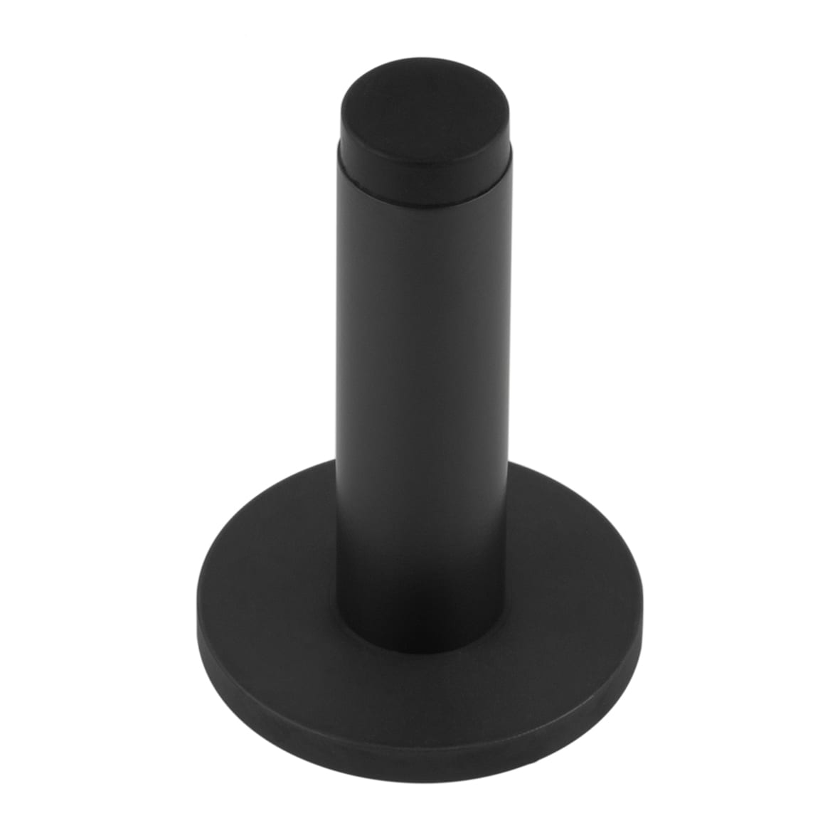 Plain Projection Door Stop on Plain Rose - 76mm Projection - Black