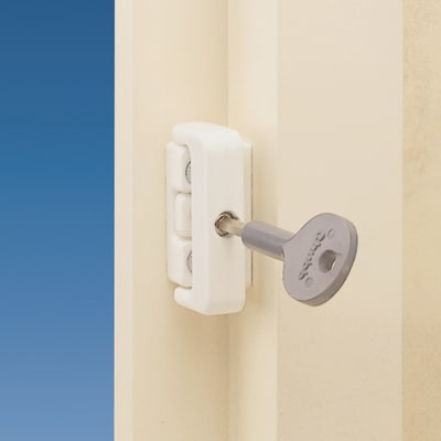 8K101M Wooden Window Lock - White - Pack of 4 with 1 Key