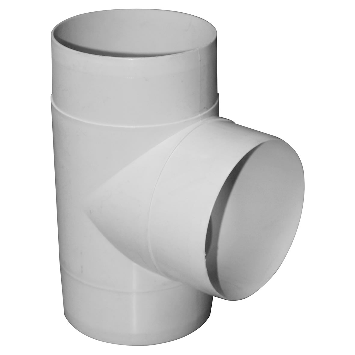 Plastic Tee Piece Pipe Connector - 5"/120mm - White