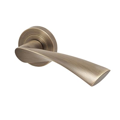 Antique Brass Door Handles on Round Rose - Flex Range