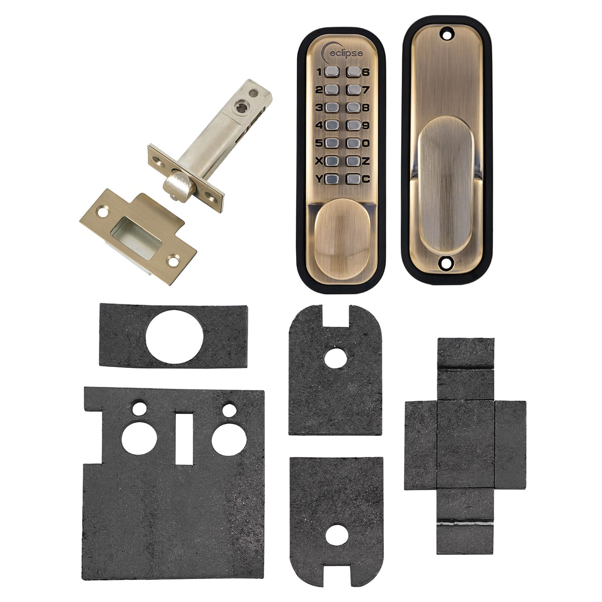 Easy Code Push Button Digital Code Lock with Intumescent - Holdback Option - Ant Brass