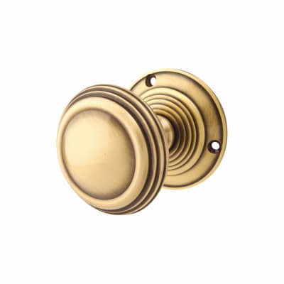 Marcus Antique Brass Mortice Door Knob - 69mm Rose Diameter - Goodrich Range