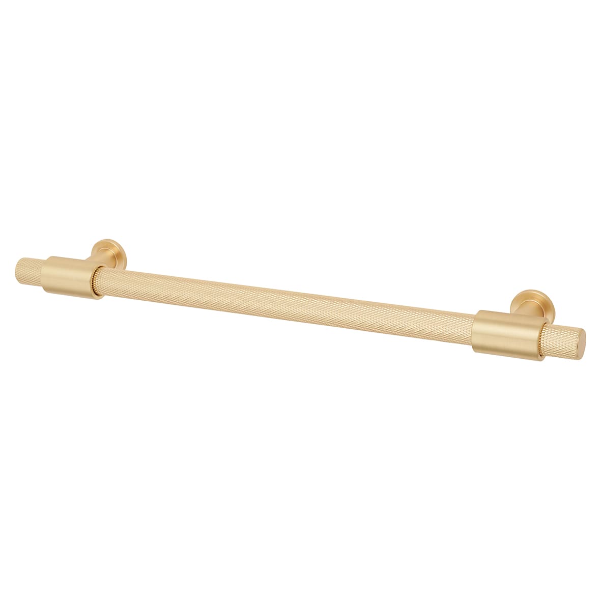 Falmouth 12mm Knurled T-Bar Cabinet Pull Handle - 192mm Centres - Satin Brass