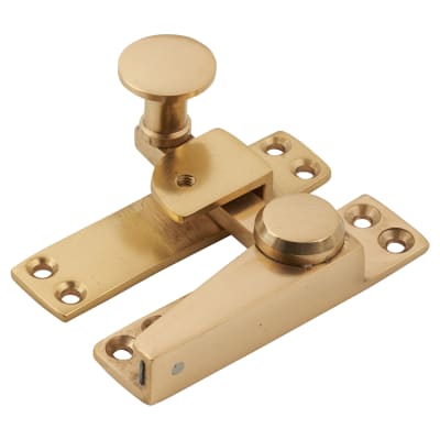 Heavy Duty Straight Quadrant Arm Locking Sash Window Fastener - 70 x 17mm - Polished Brass