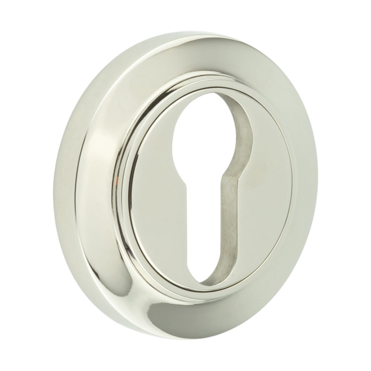 Escutcheon on Chamfered Rose - 53mm Diameter - Euro - Polished Nickel