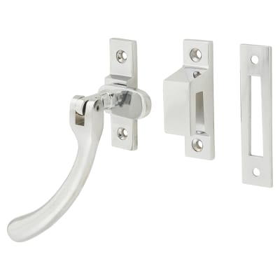 Bulb End Mortice & Hook Plate Casement Window Fastener - Reversible - Polished Chrome