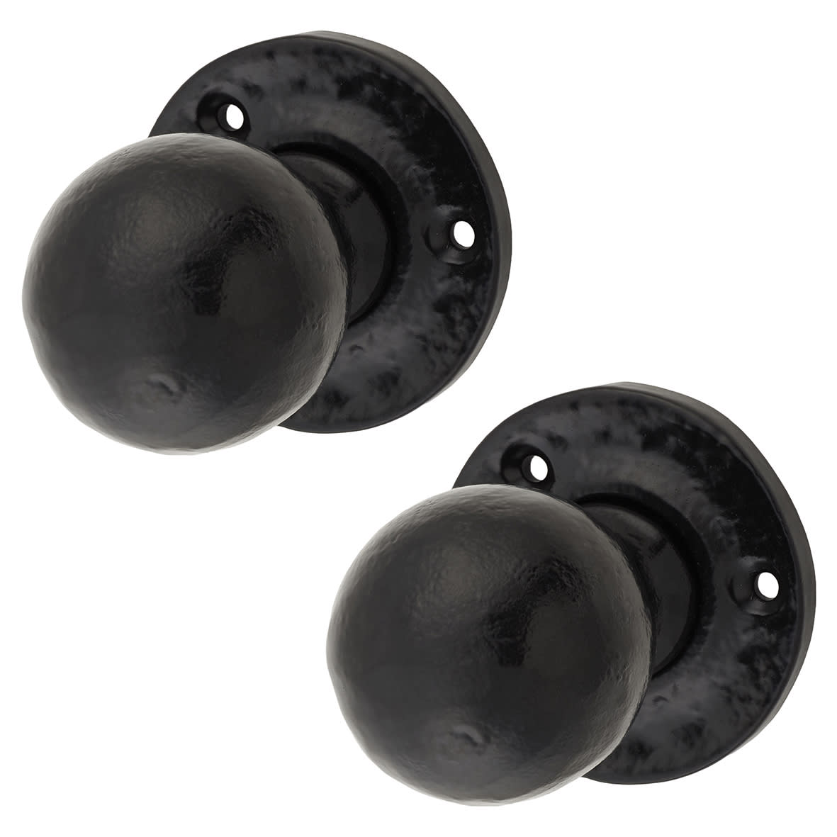 Antique Black Iron Ball Mortice/Rim Door Knob with Escutcheon - 62mm Rose Diameter