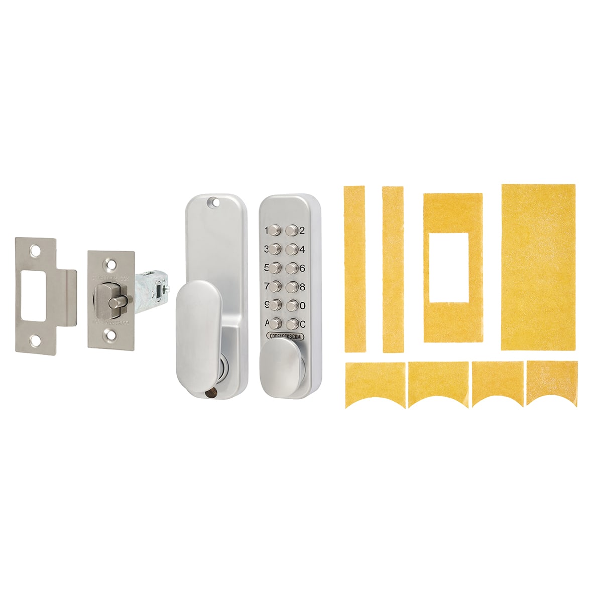 Easy Code Push Button Code Lock and Latch with Intumescent - Holdback - Silver Grey