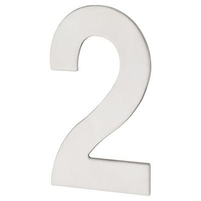 100mm Concealed Screw Fix Door Numeral - 2 - Polished Stainless Steel