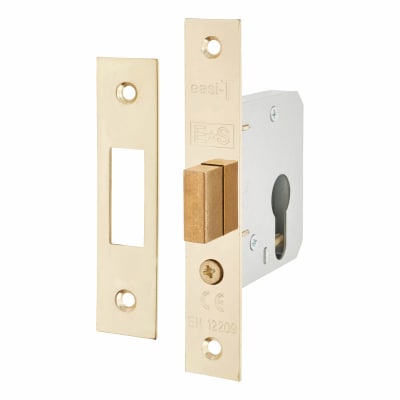 Contract Euro Profile Deadlock - 65mm Case - 44mm Backset - Polished Brass