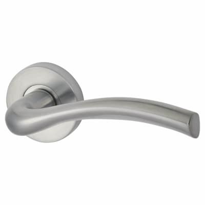 Satin Chrome Door Handles on Round Rose - Solar Range