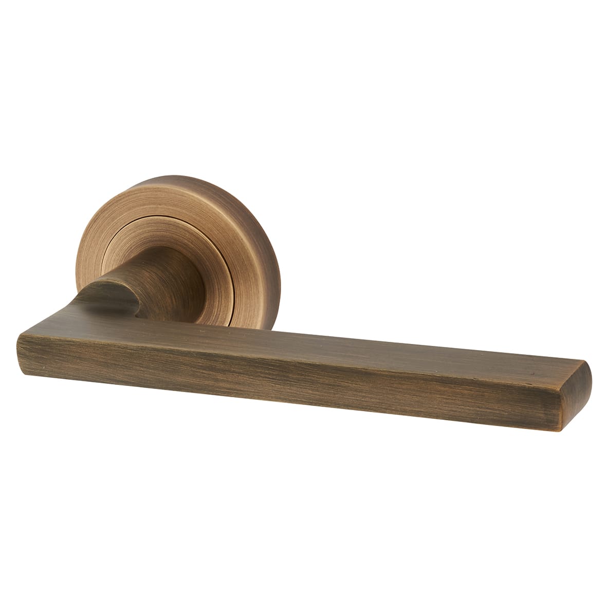 Antique Brass Door Handles on Round Rose - Trentino Range
