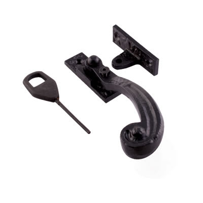Tudor Locking Wedge Casement Window Fastener - Left Hand - Antique Black Iron