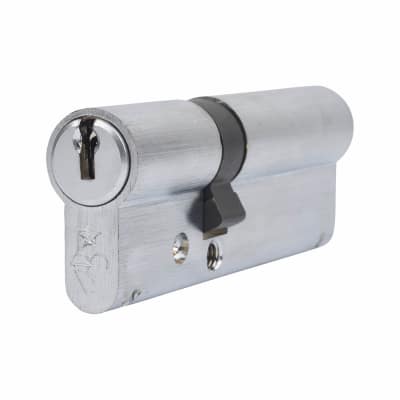 1 Star 6 Pin Kitemarked 90mm Euro Double Cylinder - 35 + 55mm - Satin Chrome - Keyed to Differ