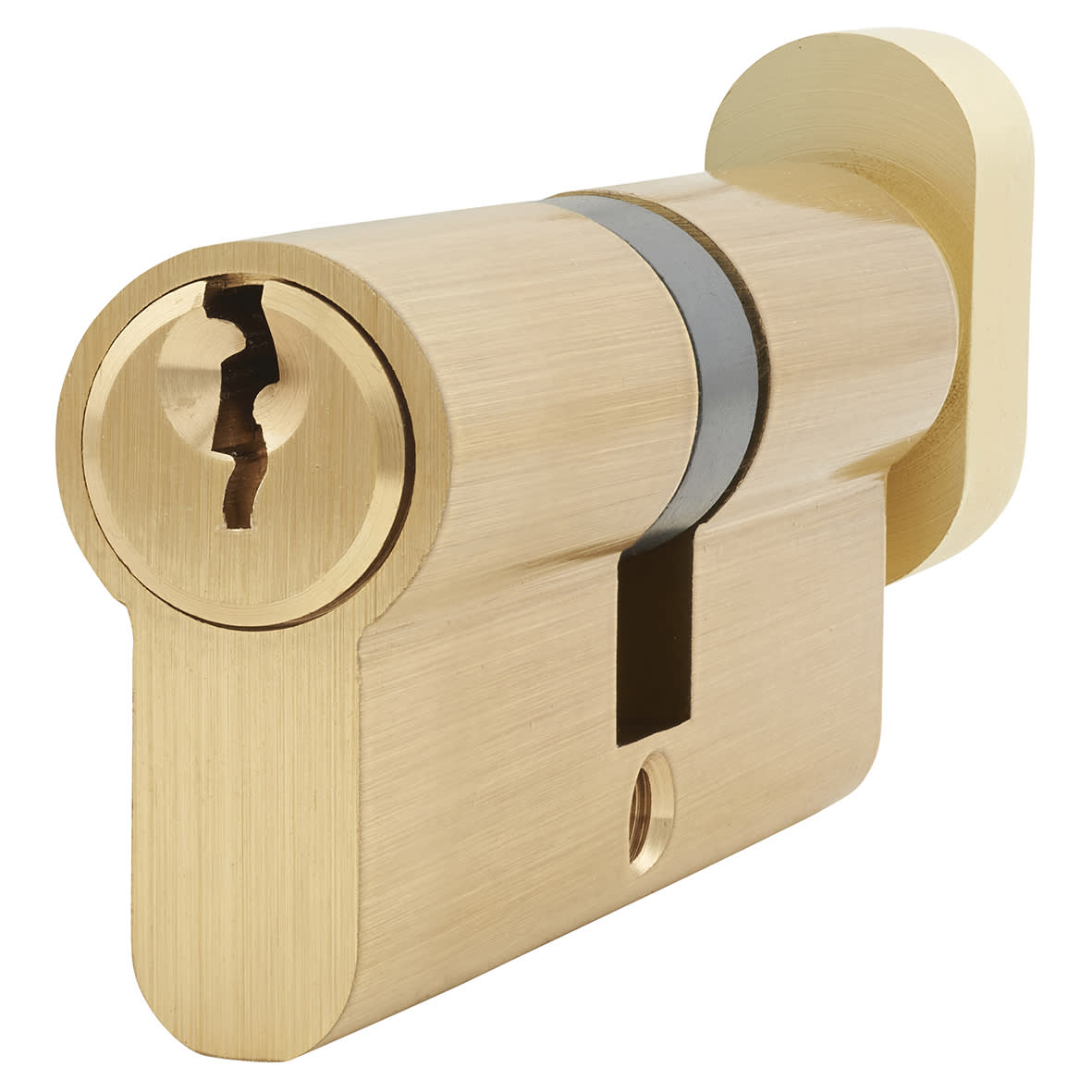 6 Pin 70mm Euro Thumbturn Cylinder - 35mm Turn + 35mm - Satin Brass - Keyed To Differ