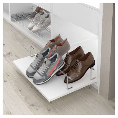 Wire Frame Shoe Rack - 100 x 430 x 40mm - Fixed - Chrome