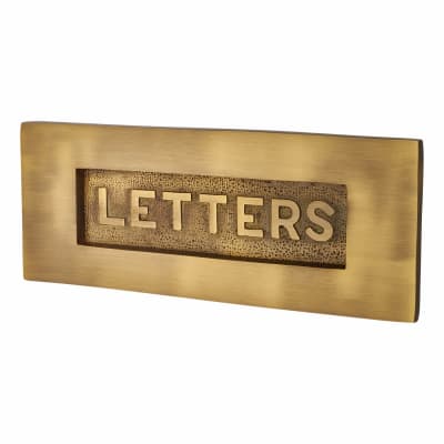 Marcus Embossed Letter Plate - 254 x 102mm - Antique Brass
