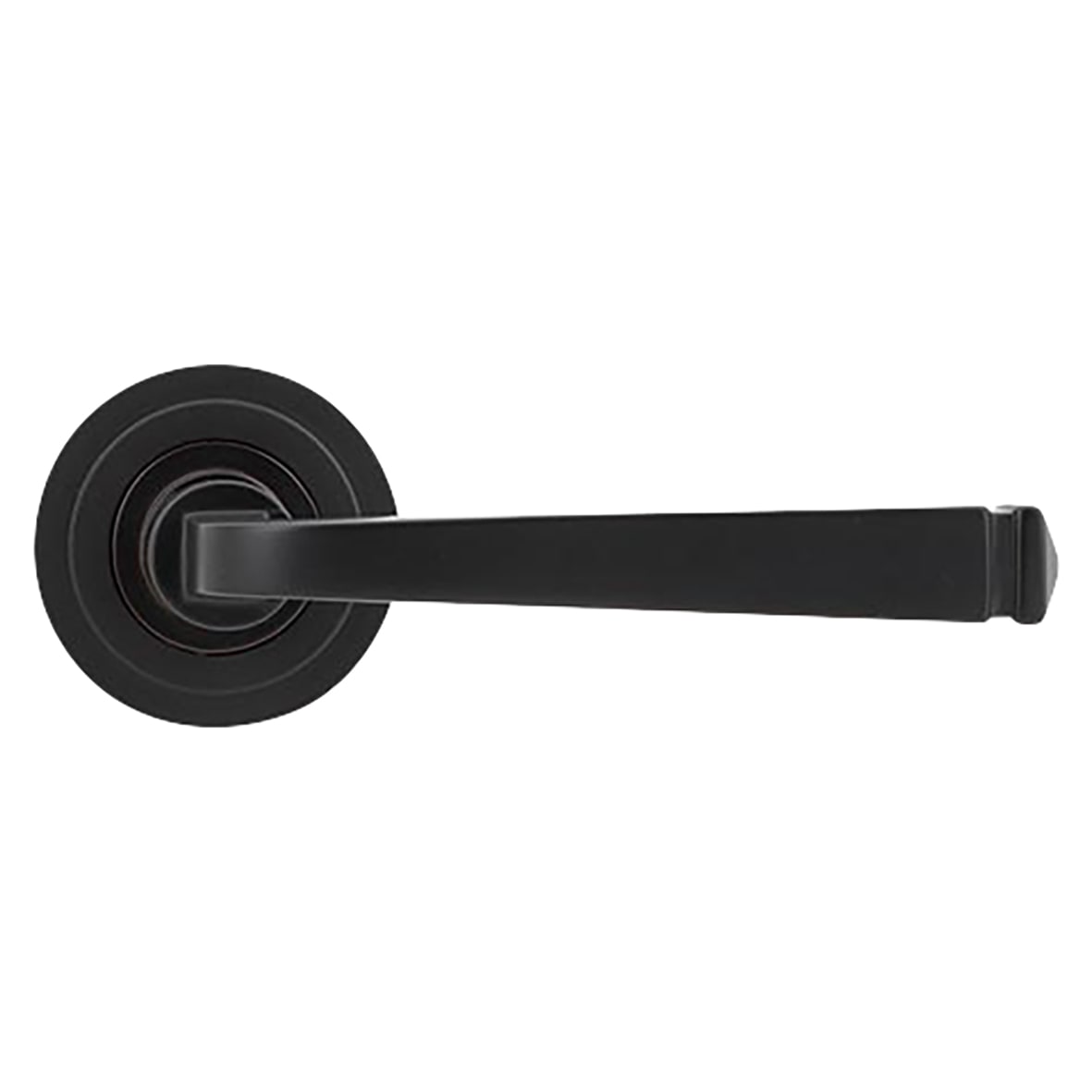 Aged Bronze Door Handles on Round Art Deco Rose - Avon Range