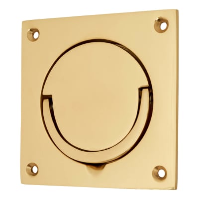 Squash Court Flush Handle - 87 x 87 x 19mm - Polished Brass