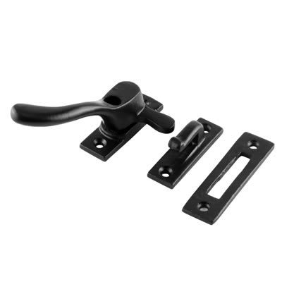 Ball End Locking Mortice & Hook Plate Casement Window Fastener - LH - Antique Black Iron