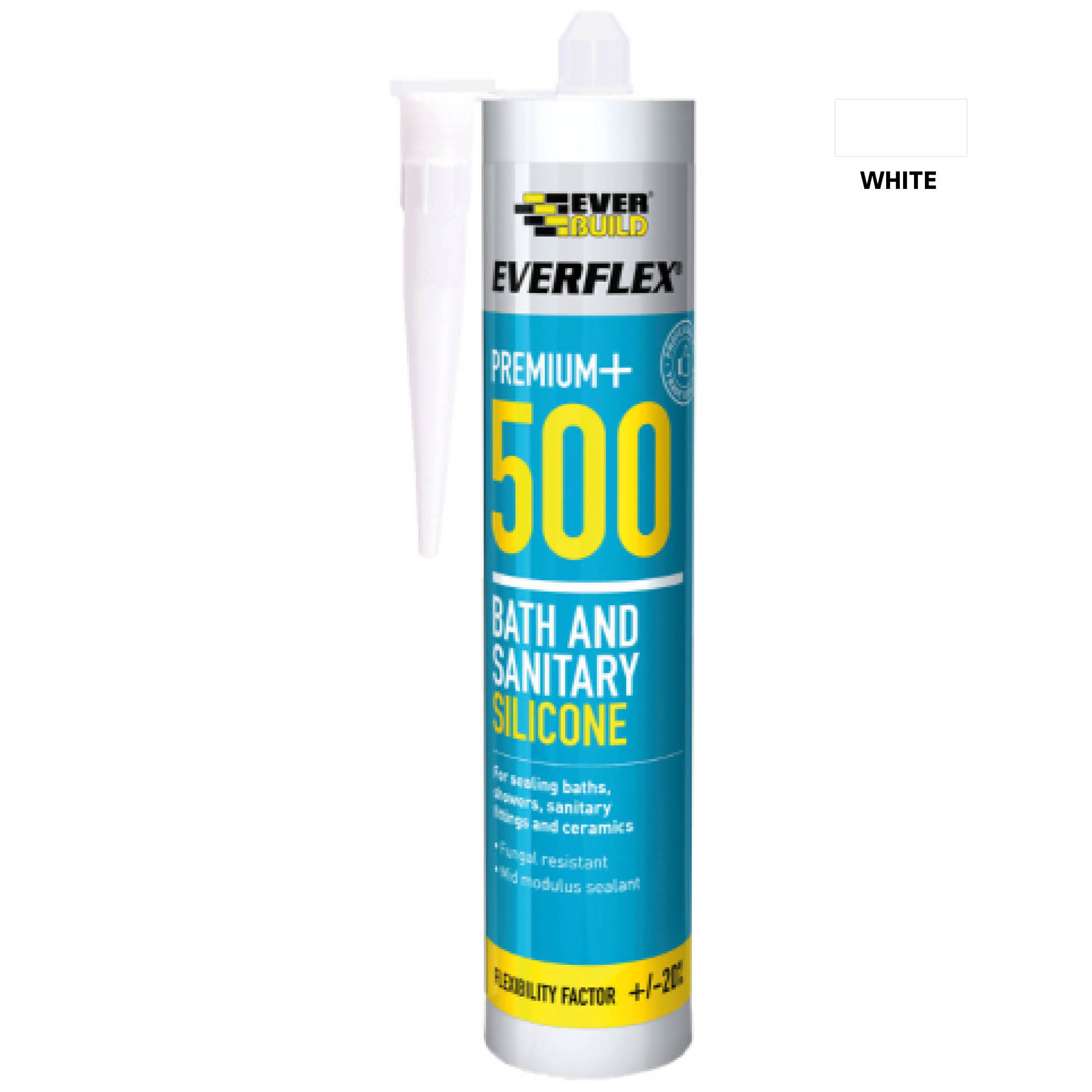 Everflex 500 Anti-Fungal Bath & Sanitary Silicone Sealant - 295ml - White