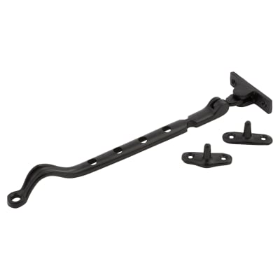 Victorian Cast Iron Casement Window Stay - 10"/254mm Length - Malleable Black Iron