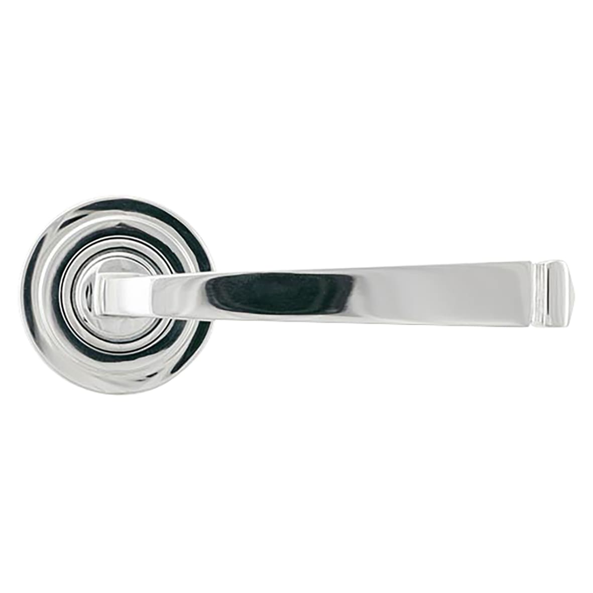 Polished Chrome Door Handles on Round Art Deco Rose - Avon Range