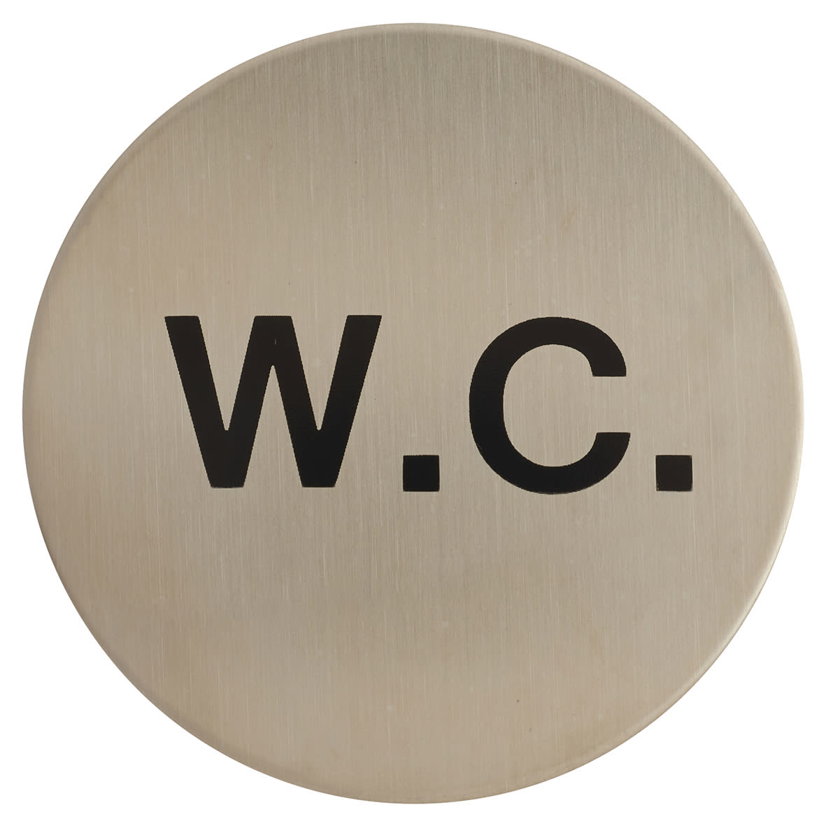 WC Toilet Door Sign - Self Adhesive - 75mm Diameter - Satin Stainless Steel