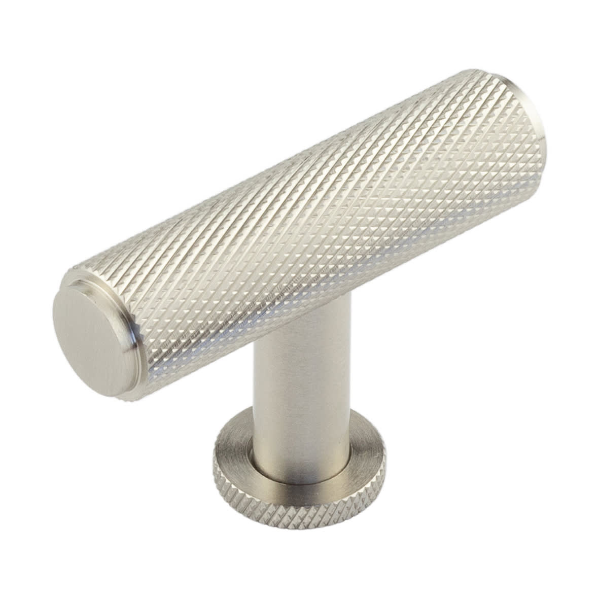 15mm Piccadilly Knurled T-Bar Cabinet Knob - 55 x 40mm - Satin Nickel