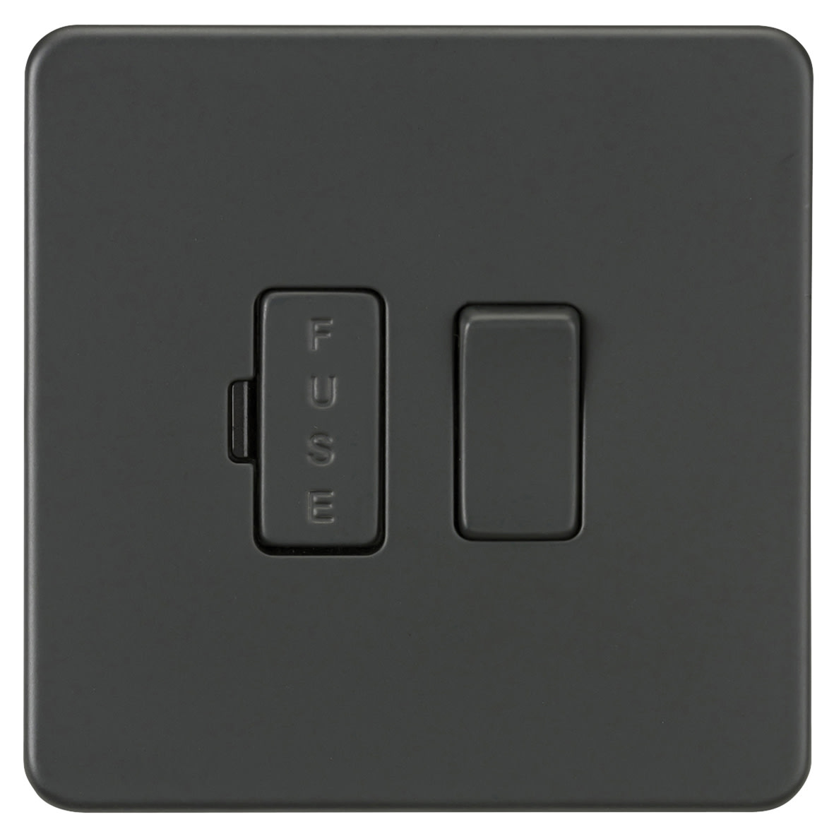 13A 1 Gang Screwless Flat Plate Switched Fused Spur - Anthracite Grey