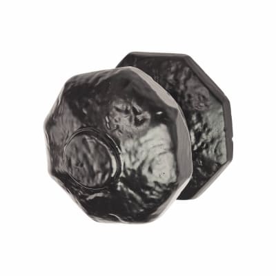 Metalized Antique Black Iron Octagonal Centre Door Knob - 62mm Rose Diameter