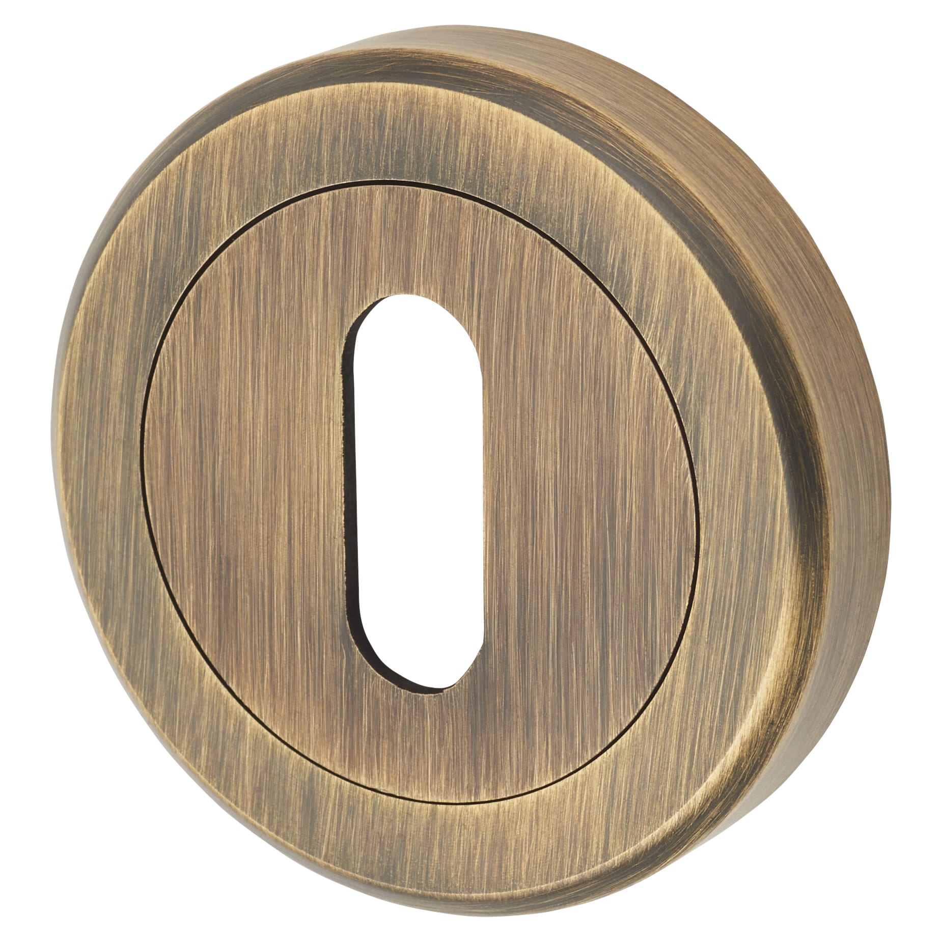 Brass Escutcheon - 50mm Diameter - Keyhole - Antique Brass