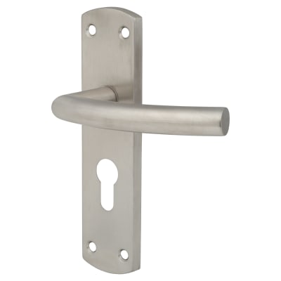 Satin Stainless Steel Arched Euro Lock Door Handles - 172 x 44mm