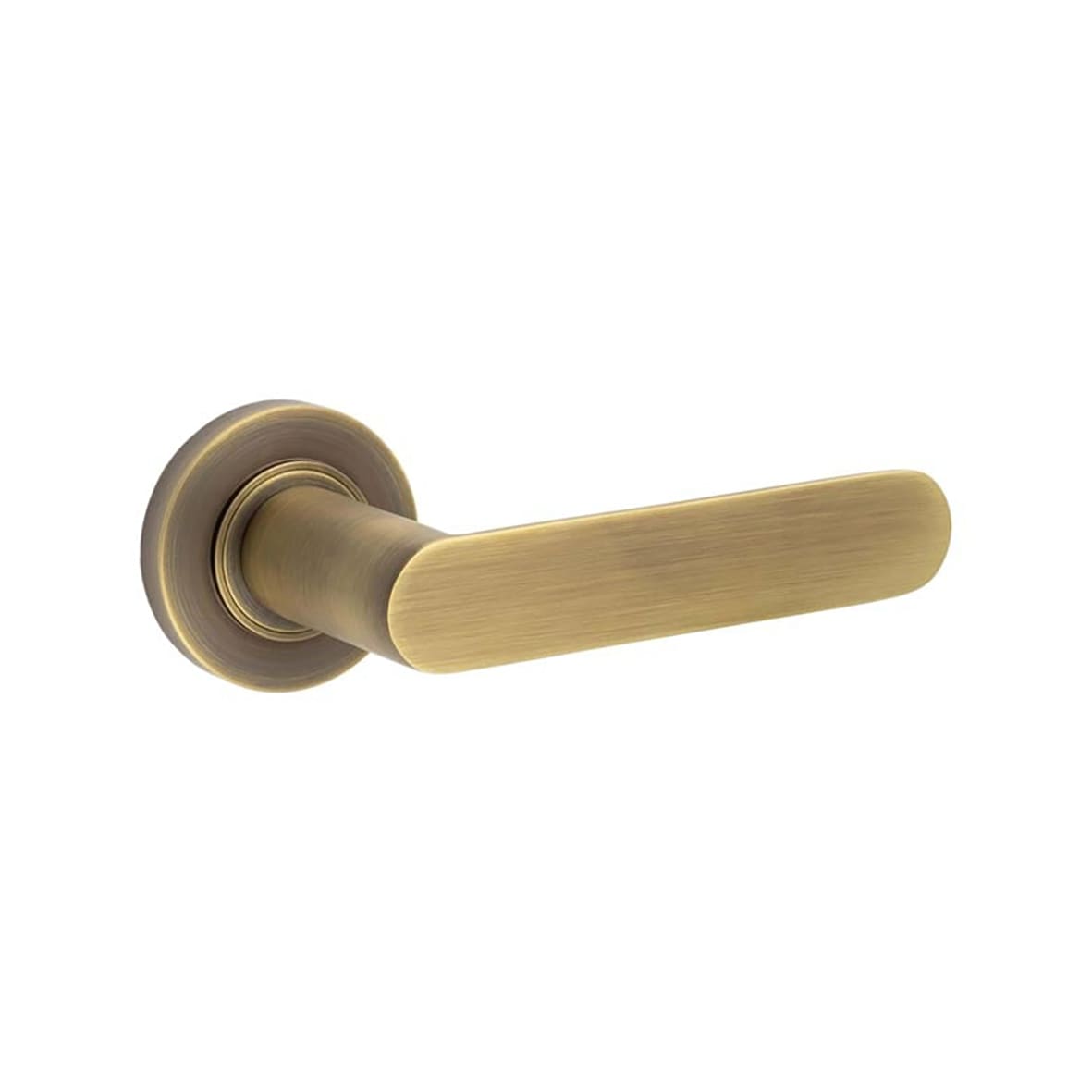 Antique Brass Fire Rated Door Handles on Round Rose - Kensington Range