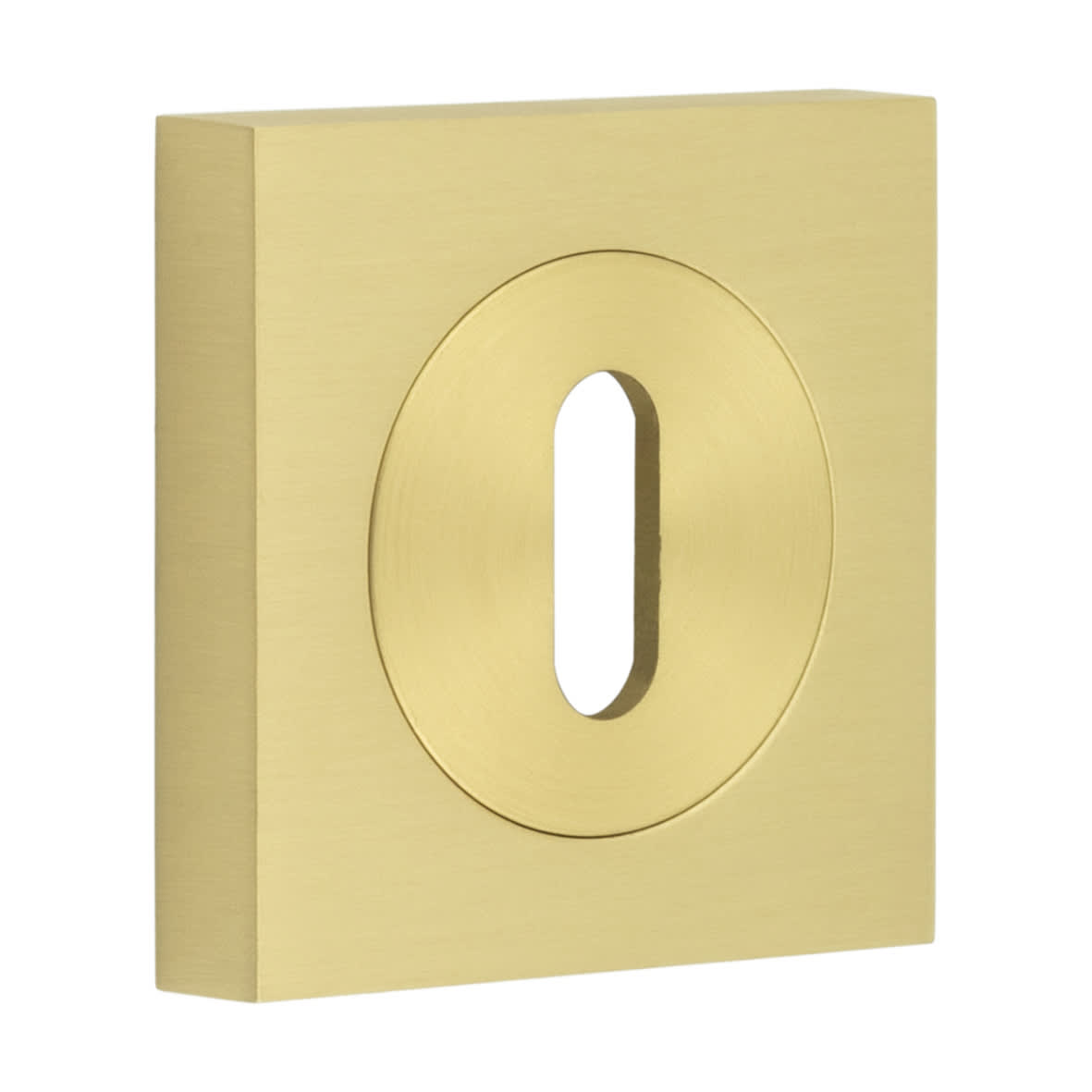 Square Escutcheon on Plain Rose - 52 x 52mm - Keyhole - Satin Brass