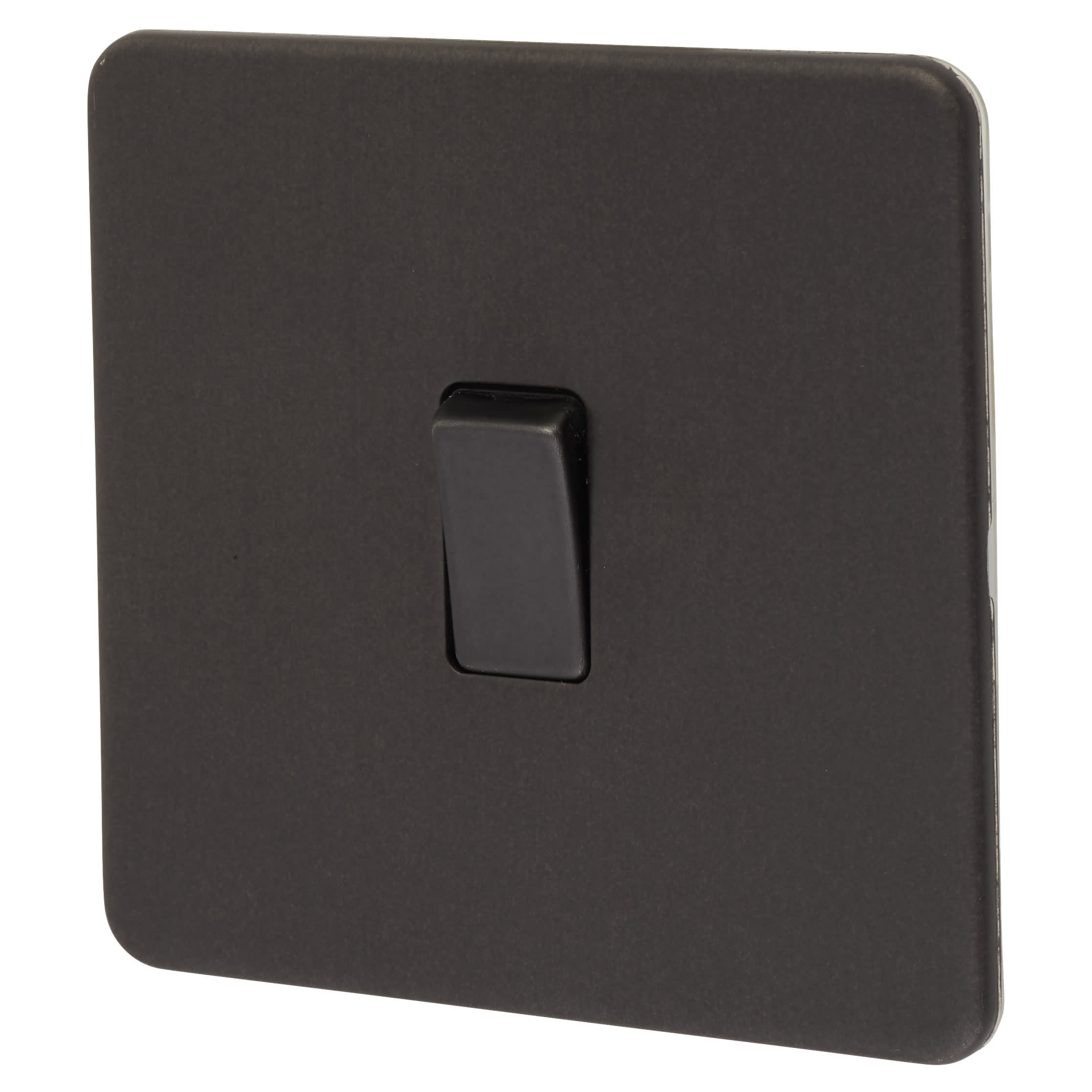 10AX 1 Gang Screwless Flat Plate Light Switch - Smoked Bronze