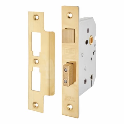 2226 Bolt Through Bathroom Lock - 77.5mm Case - 57mm Backset - Polished Brass