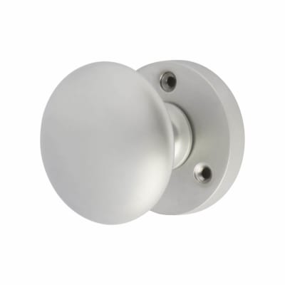 Satin Chrome Solid Brass Round Mortice Door Knob - 58mm Rose Diameter