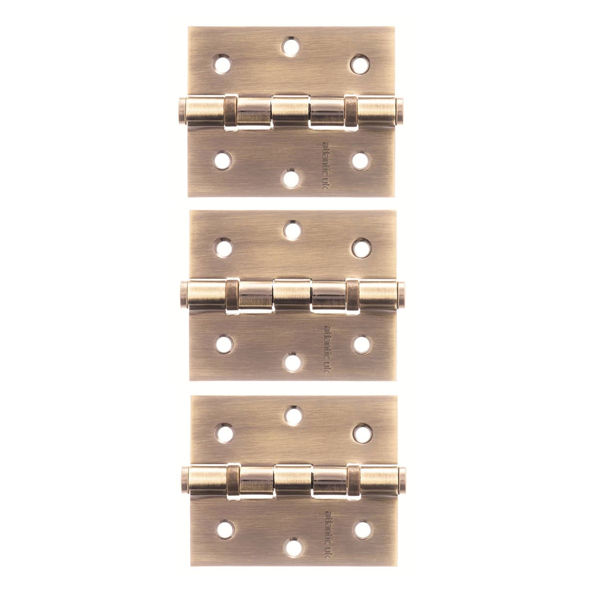 Heavy Duty Twin Ball Bearing Hinge - 75 x 63.5 x 2.5mm - Antique Brass - Pack of 3