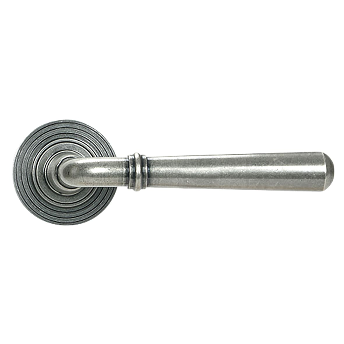 Pewter Door Handles on Round Beehive Rose - Newbury Range