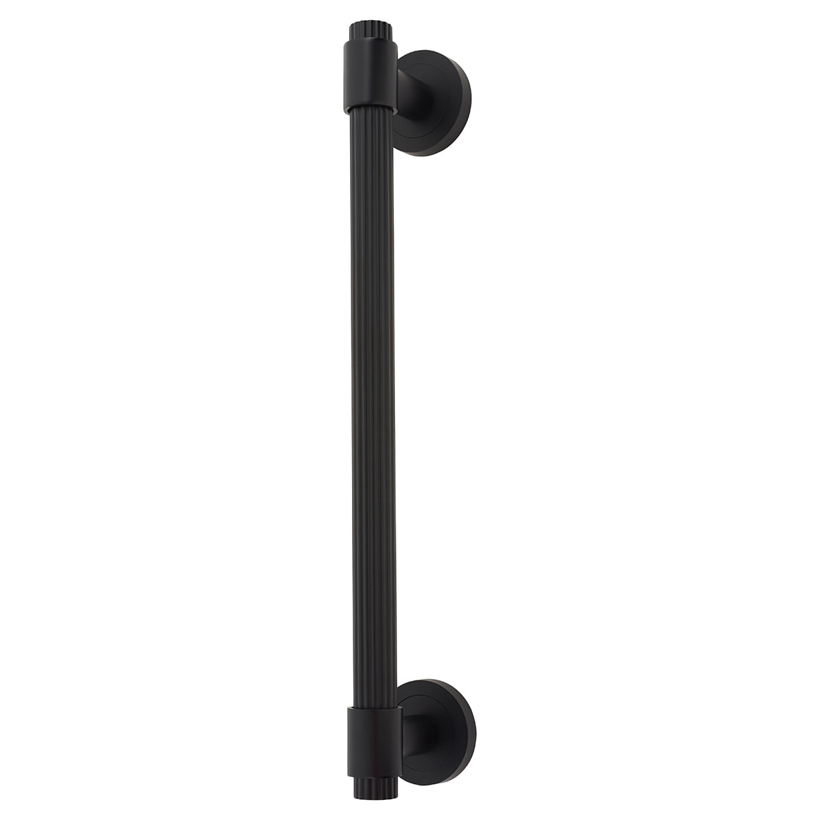 Matt Black 20mm Thick Lines T-Bar Door Pull Handle on Rose - Screw Fix - 300mm Centres