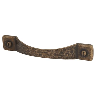 Mottled Bow Cabinet Pull Handle - 128mm Centres - Antique Brass