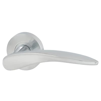 Satin Chrome Door Handles on Round Rose - Vecta Range