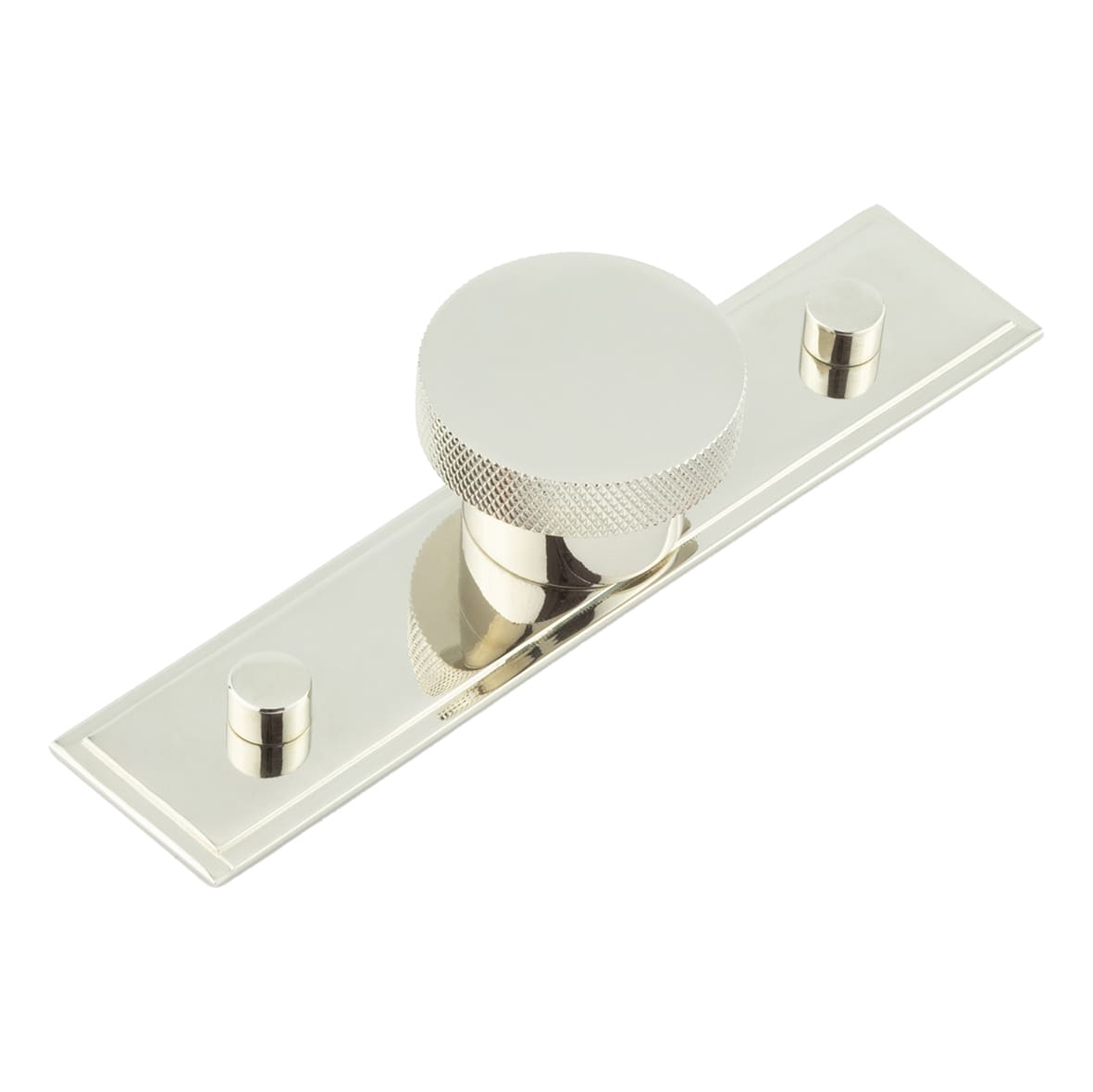 Wenlock Knurled Round Cabinet Knob on Stepped Backplate - 40mm Diameter - Polished Nickel