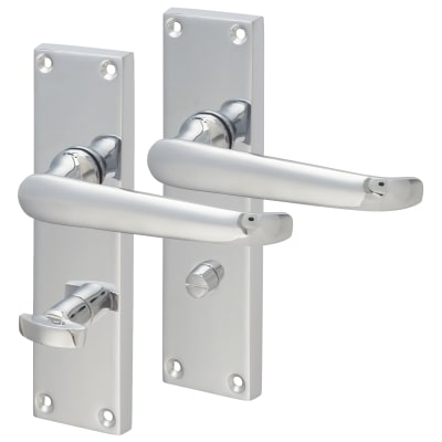 Polished Chrome Victorian Straight Bathroom Door Handles - 155 x 42mm